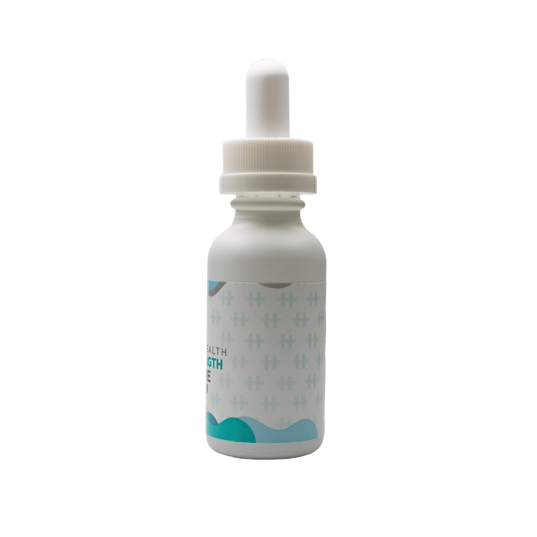 Right side angled photo of Extra Strength Blue Raspberry Tincture package.