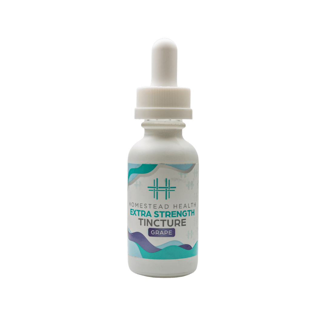 Front packaging view of Homestead Health Extra Strength Grape Tincture.
