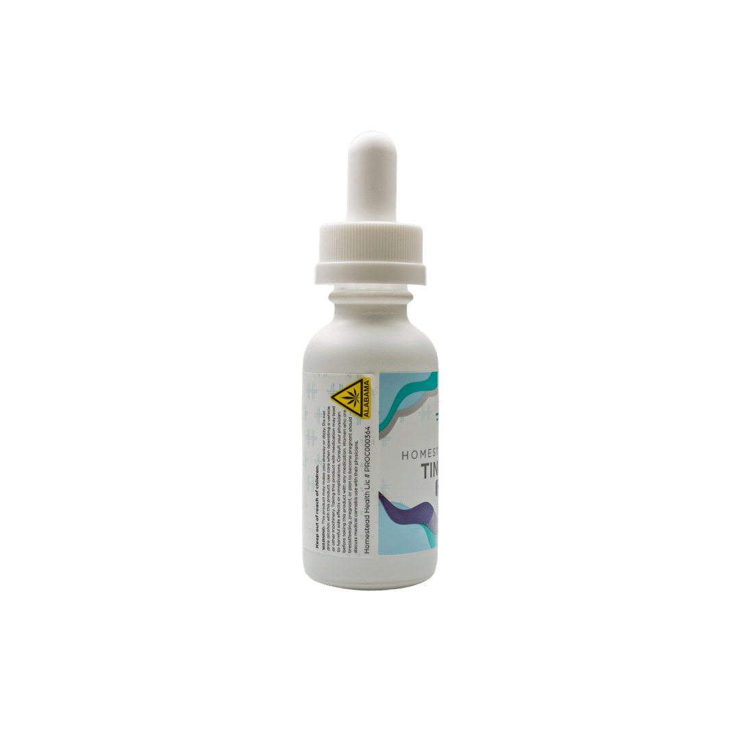 Left side angled perspective of Homestead Health Grape Tincture bottle.