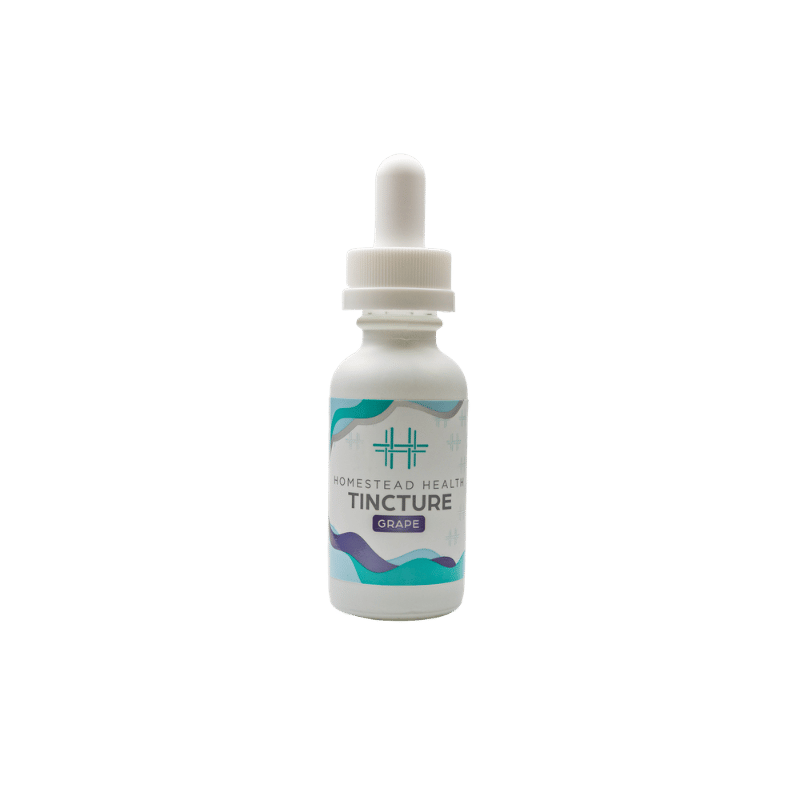 Front packaging view of Homestead Health Grape Tincture bottle.