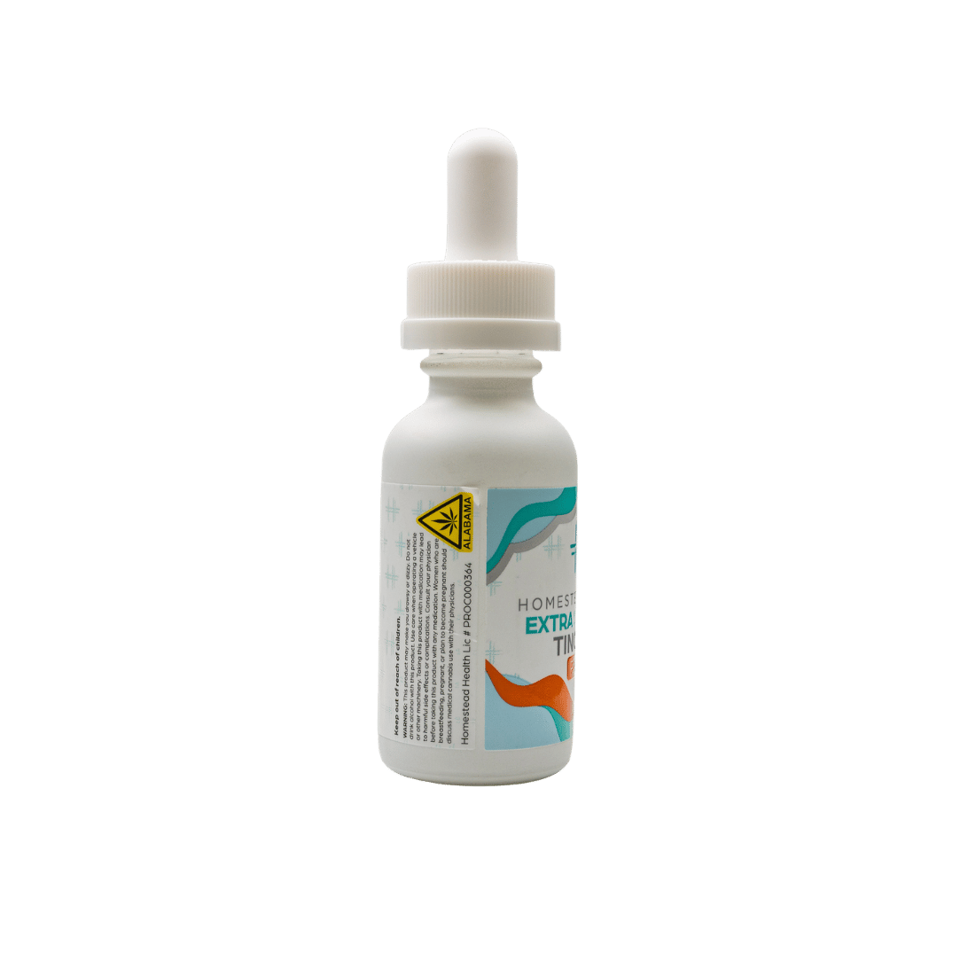 Left side angled perspective of Extra Strength Peach Tincture.