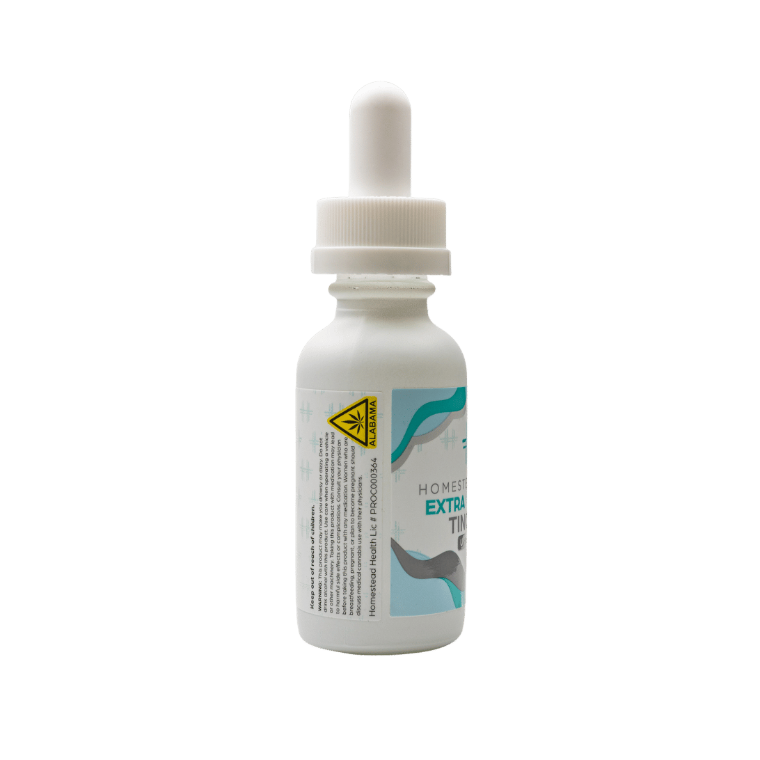Left perspective view of Extra Strength Unflavored Tincture container.